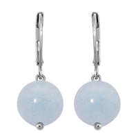 Dainty Aquamarine Beaded Lever Back Earrings in Stainless Steel 15.00 ctw