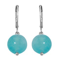 Dainty Aquamarine Beaded Lever Back Earrings in Stainless Steel 15.00 ctw - Sticky add to cart bar