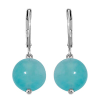 Dainty Aquamarine Beaded Lever Back Earrings in Stainless Steel 15.00 ctw