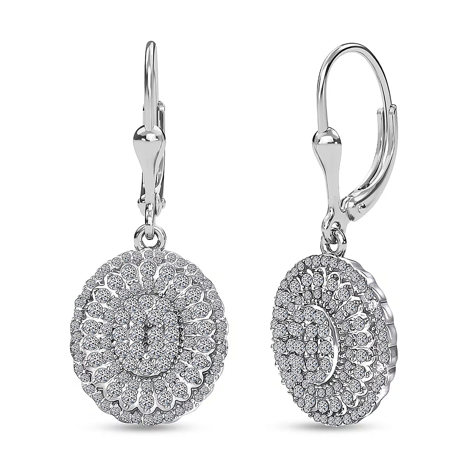 Luxuriant Lab Grown Diamond Earrings in Rhodium Over Sterling Silver 1.00 ctw