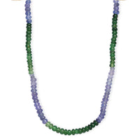 D'Joy Premium Tanzanite and Tsavorite Garnet 40.00 ctw Beaded Necklace in 18K Vermeil Yellow Gold Over Sterling Silver 18-20 Inches