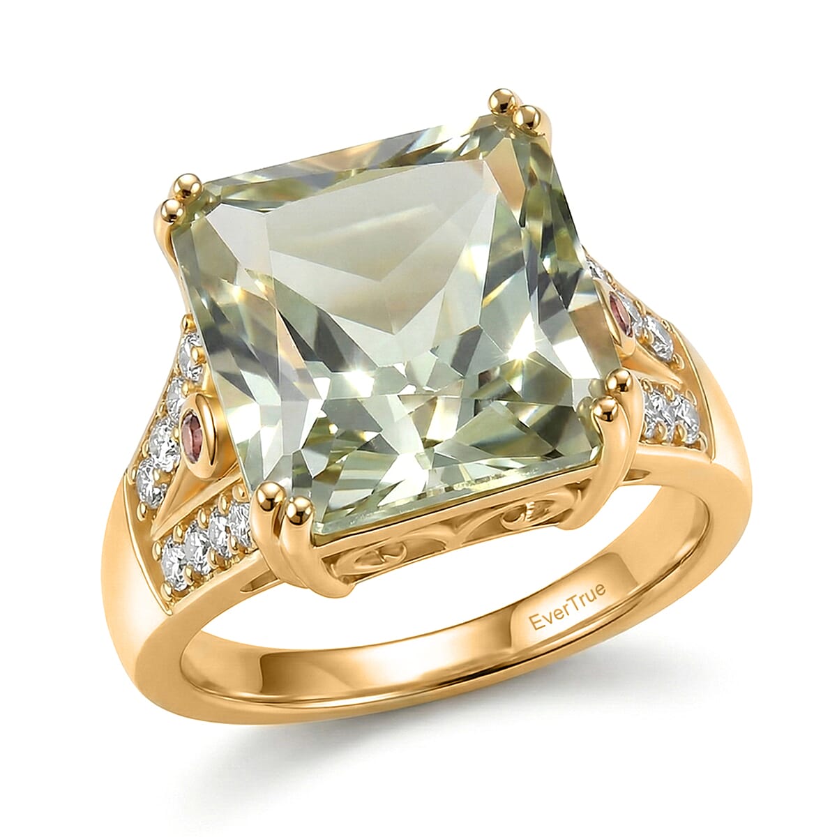 EverTrue Montezuma Prasiolite, Multi Gemstone Ring in 18K YG Plated (Size 10.0) 9.00 ctw