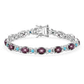 D'Joy Premium Star Ruby and Multi Gemstone 22.35 ctw Bracelet in Rhodium Over Sterling Silver (6.50 In) - Sticky add to cart bar