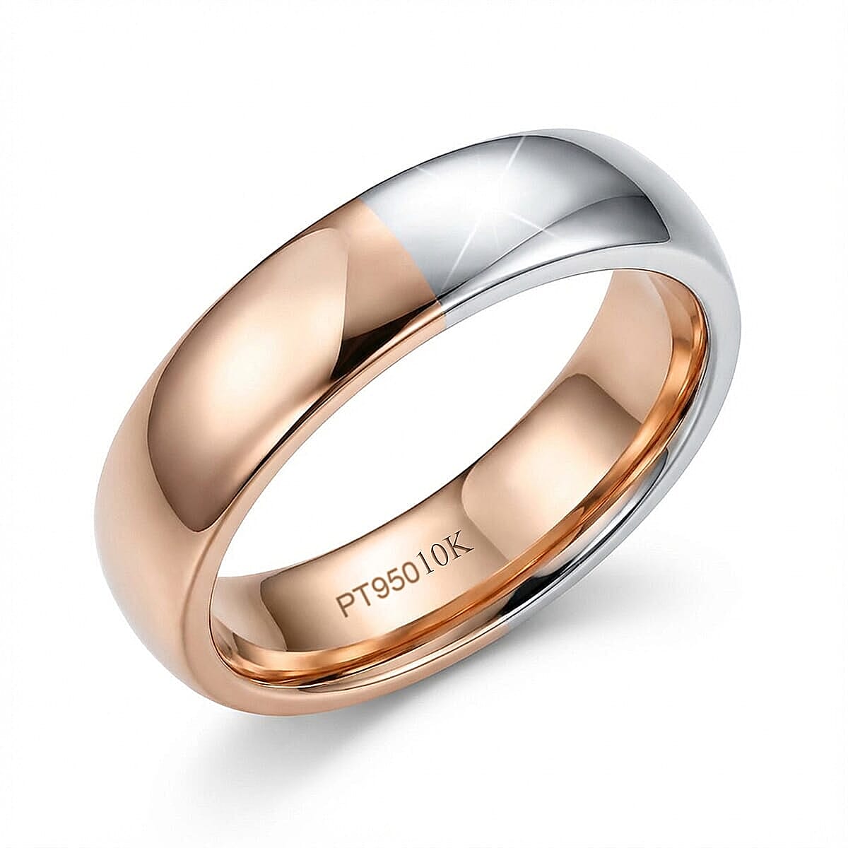 950 Platinum 3.50g and 10K Rose Gold 1.90g Band Ring (Size 7.5)