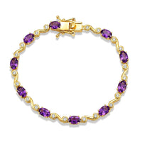 EverTrue African Amethyst and White Zircon 4.70 ctw Bracelet in 18K Yellow Gold Plated (6.50 In)