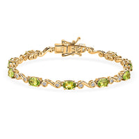 EverTrue Hebei Peridot and White Zircon 5.50 ctw Bracelet in 18K YG Plated (6.50 In)