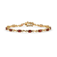 EverTrue Mozambique Garnet, White Zircon Bracelet in 18K YG Plated (6.50 In) 6.90 ctw