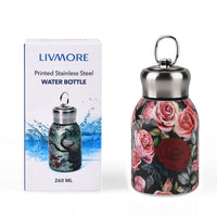 Livmore Rose Pattern 260ml Double Wall Stainless Steel Water Bottle