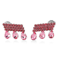 Austrian Crystal Dripping Earrings in Silvertone