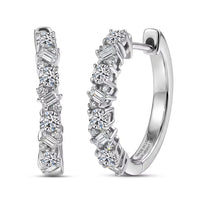Luxuriant Lab Grown Diamond G-H SI 0.75 ctw Romanesque Line Earrings in Rhodium Over Sterling Silver