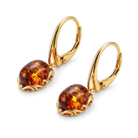Baltic Amber Earrings in 14K Yellow Gold Over Sterling Silver
