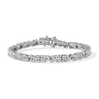 Luxuriant Lab Grown Diamond (G-H, SI) Deco Weave Bracelet in Rhodium Over Sterling Silver (6.50 In) 4.00 ctw
