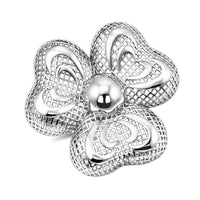 D'Joy Rhodium Over Sterling Silver Orchid Floral Ring (Size 10.0) (6.25 g)