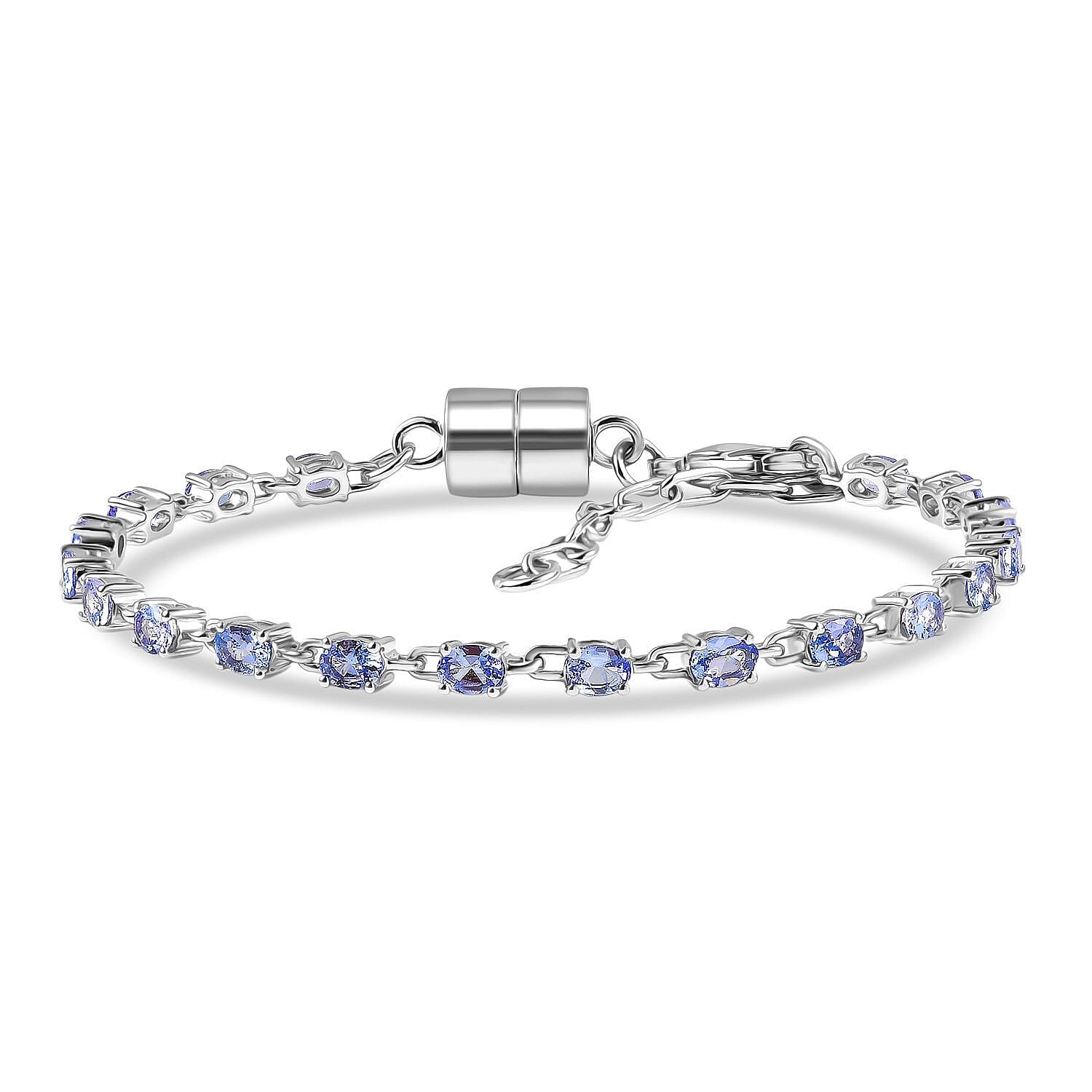 Doorbuster EverTrue Tanzanite River of Serenity Bracelet in Platinum Bond (6.5-8.0In) 3.30 ctw