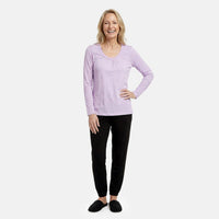 Tamsy Purple Top with Black Jogger Lounge Set - M