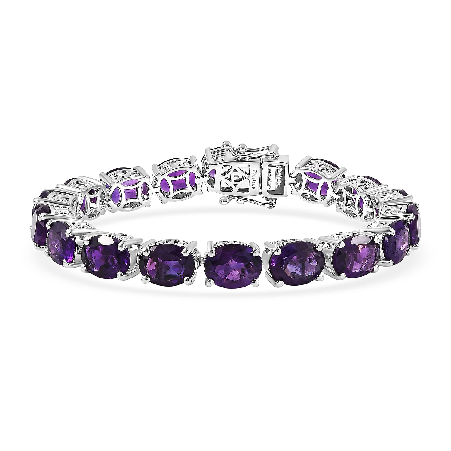 EverTrue African Amethyst Vintage Romance Bracelet in Platinum Bond (6.50 In) 35.70 ctw