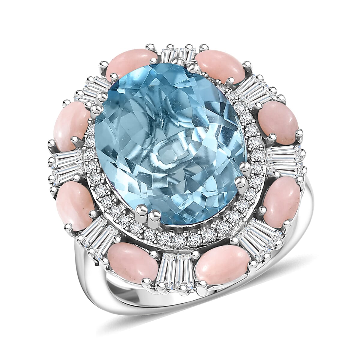 D'Joy Brazilian Citrine and Multi Gemstone 11.15 ctw Sky Night Ring in Rhodium Over Sterling Silver (Size 10.0)