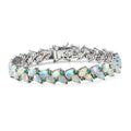 D'Joy Premium Ethiopian Welo Opal, Kagem Zambian Emerald Bracelet in Rhodium Over Sterling Silver (7.25 In) 13.35 ctw - Sticky add to cart bar