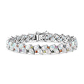 D'Joy Premium Ethiopian Welo Opal, Kagem Zambian Emerald Bracelet in Rhodium Over Sterling Silver (7.25 In) 13.35 ctw - Sticky add to cart bar