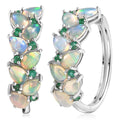 D'Joy Premium Ethiopian Welo Opal and Kagem Zambian Emerald 4.40 ctw Earrings in Rhodium Over Sterling Silver - Sticky add to cart bar