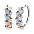 D'Joy Premium Ethiopian Welo Opal and Kagem Zambian Emerald 4.40 ctw Earrings in Rhodium Over Sterling Silver - Sticky add to cart bar