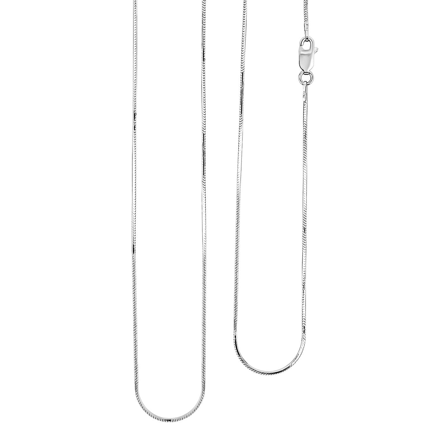 Diamond-cut Snake Chain Necklace in Rhodium Over Sterling Silver 5.7 Grams 30 Inches