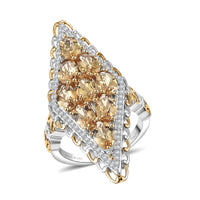 D'Joy Premium Marialite, Moissanite Ring in 18K Vermeil YG and Rhodium Over Sterling Silver (Size 10.0) 3.90 ctw