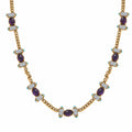 GP Royal Art Deco Collection Premium African Amethyst and Multi Gemstone 14.20 ctw Necklace in 18K Vermeil Yellow Gold Over Sterling Silver 18-20 Inches - Sticky add to cart bar