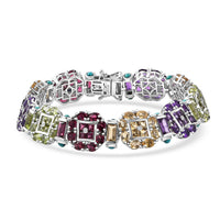 GP Italian Garden Collection Multi Gemstone Bracelet in Rhodium Over Sterling Silver (7.25 In) 29.00 ctw