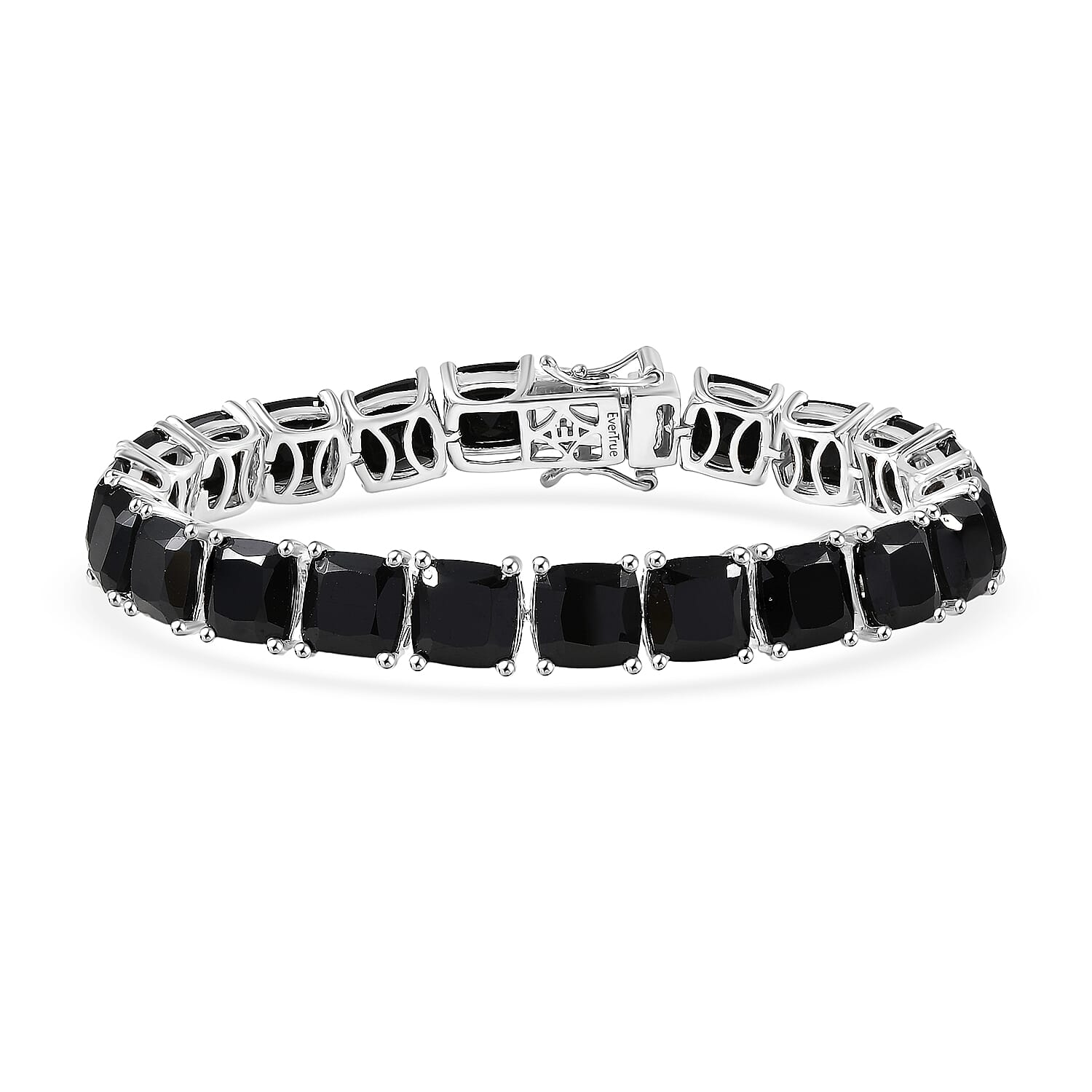 EverTrue Thai Black Spinel Royal Midnight Tennis Bracelet in Platinum Bond (6.50 In) 39.80 ctw
