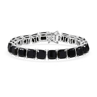 EverTrue Thai Black Spinel Royal Midnight Tennis Bracelet in Platinum Bond (6.50 In) 39.80 ctw