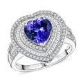 Luxoro 10K White Gold AAA Tanzanite, Diamond (I2) (0.74 cts) Evening Majesty Heart Ring (Size 10.0) (4 g) 2.70 ctw - Sticky add to cart bar