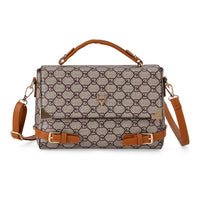 La Marey Light Khaki Signature Print Handbag with Shoulder Strap