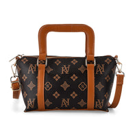 La Marey Dark Brown Printed Tote Bag with Adjustable Shoulder Strap