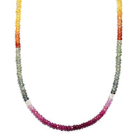 Luxoro 10K Yellow Gold Premium Multi Sapphire Beaded Necklace (18 Inches) 37.00 ctw