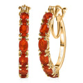 D'Joy Mexican Cherry Fire Opal 1.85 ctw Hoop Earrings in 18K Vermeil Yellow Gold Over Sterling Silver - Sticky add to cart bar