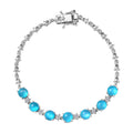 D'Joy Premium Paraiba Moonstone and White Zircon 7.50 ctw Bracelet in Rhodium Over Sterling Silver (7.50 In) - Sticky add to cart bar