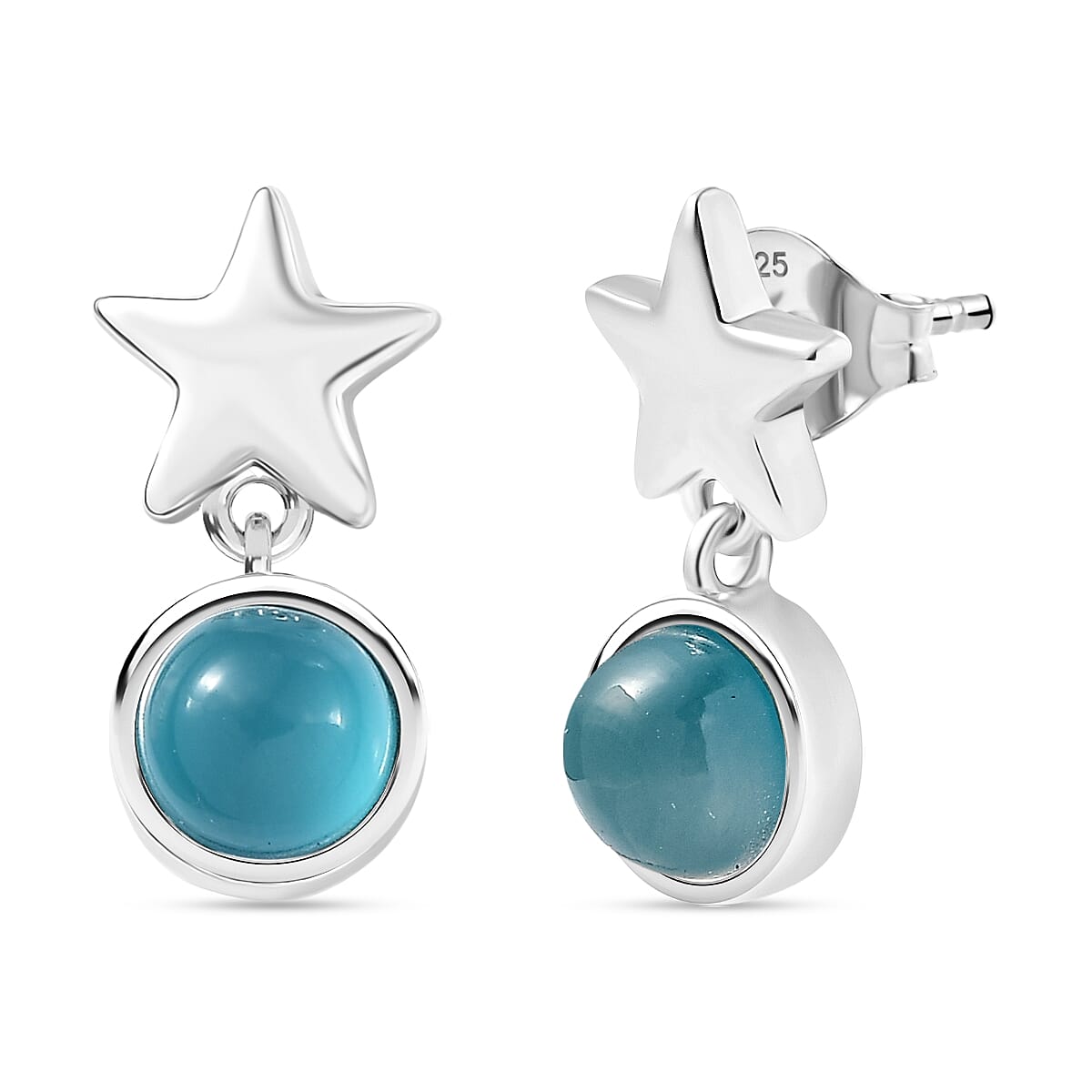 D'Joy Premium Paraiba Moonstone Earrings in Platinum Over Sterling Silver 2.00 ctw