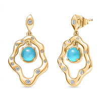 D'Joy Premium Paraiba Moonstone and White Zircon 2.60 ctw Earrings in 18K YG Plated Sterling Silver