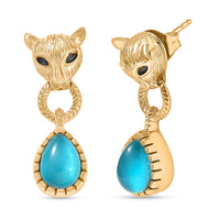 D'Joy Premium Paraiba Moonstone 2.00 ctw Earrings in 18K YG Plated Sterling Silver