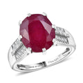D'Joy Niassa Ruby (FF), Moissanite Ring in Rhodium Over Sterling Silver (Size 7.0) 7.90 ctw - Sticky add to cart bar