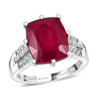 D'Joy Niassa Ruby (FF), Moissanite Ring in Rhodium Over Sterling Silver (Size 7.0) 7.90 ctw