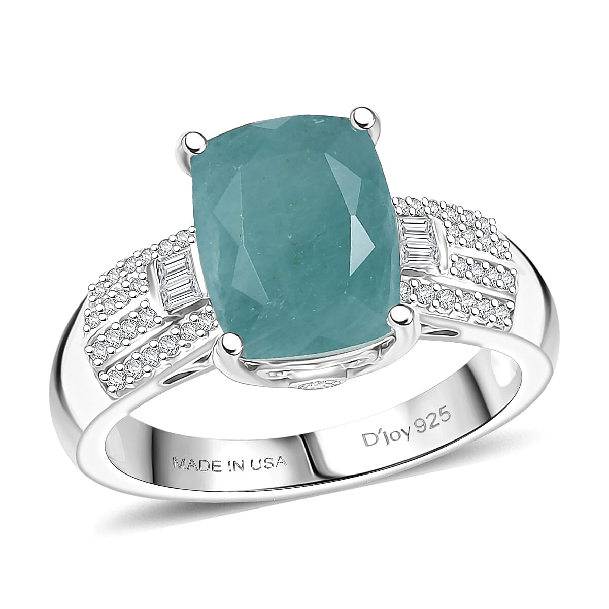 D'Joy Premium Grandidierite, White Zircon Ring in Rhodium Over Sterling Silver (Size 10.0) 3.40 ctw