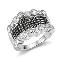 EverTrue Thai Black Spinel, White Zircon Imperial Midnight Ring in Platinum Bond (Size 10.0) 1.75 ctw