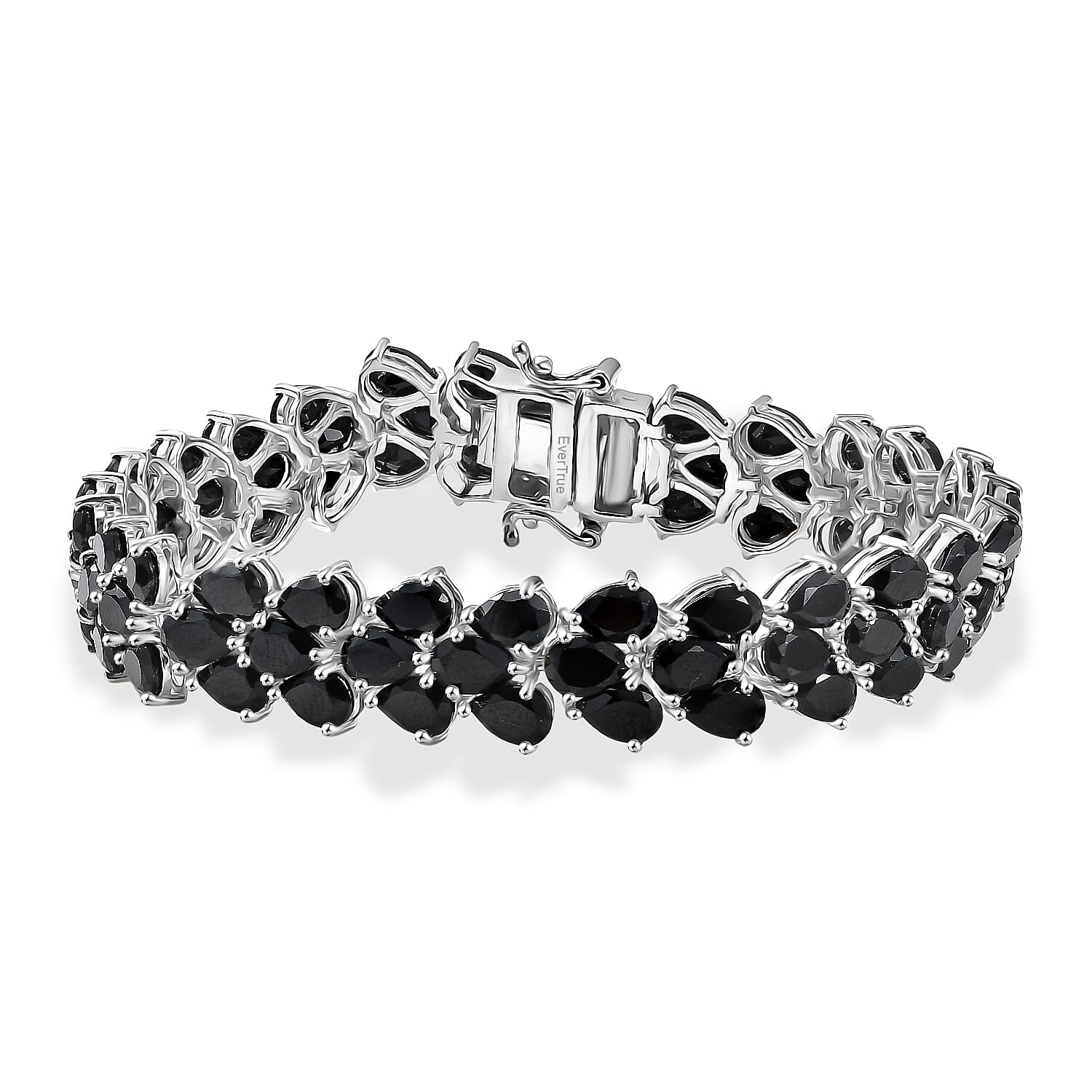 EverTrue Thai Black Spinel 41.40 ctw Bracelet in Platinum Bond (7.25 In)