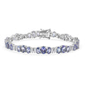 D'Joy Tanzanite, Diamond (0.45 cts) Bracelet in Rhodium Over Sterling Silver (6.50 In) 9.25 ctw - Sticky add to cart bar