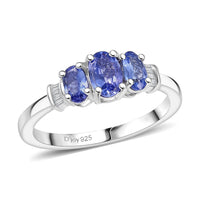 TLV D'Joy Tanzanite, Diamond Ring in Rhodium Over Sterling Silver (Size 10.0) 0.90 ctw