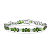 D'Joy Tanzanite, Diamond (0.45 cts) Bracelet in Rhodium Over Sterling Silver (6.50 In) 9.25 ctw