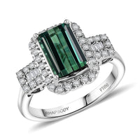 Certified & Appraised Rhapsody 950 Platinum AAAA Santa Rosa Tourmaline, Diamond (E-F, VS) (0.40 cts) Ring (Size 6.0) (7.35 g) 2.67 ctw