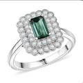 D'Joy AAA Pirineu Lagoon Tourmaline, Moissanite Ring in Rhodium Over Sterling Silver (Size 7.0) 1.75 ctw - Sticky add to cart bar
